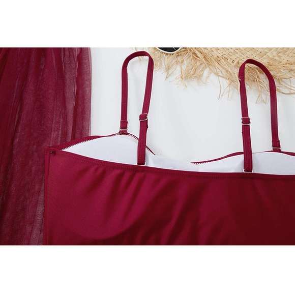 Plus Size Bikini Split Swimsuit Gauze Skirt - Picture 7 of 12